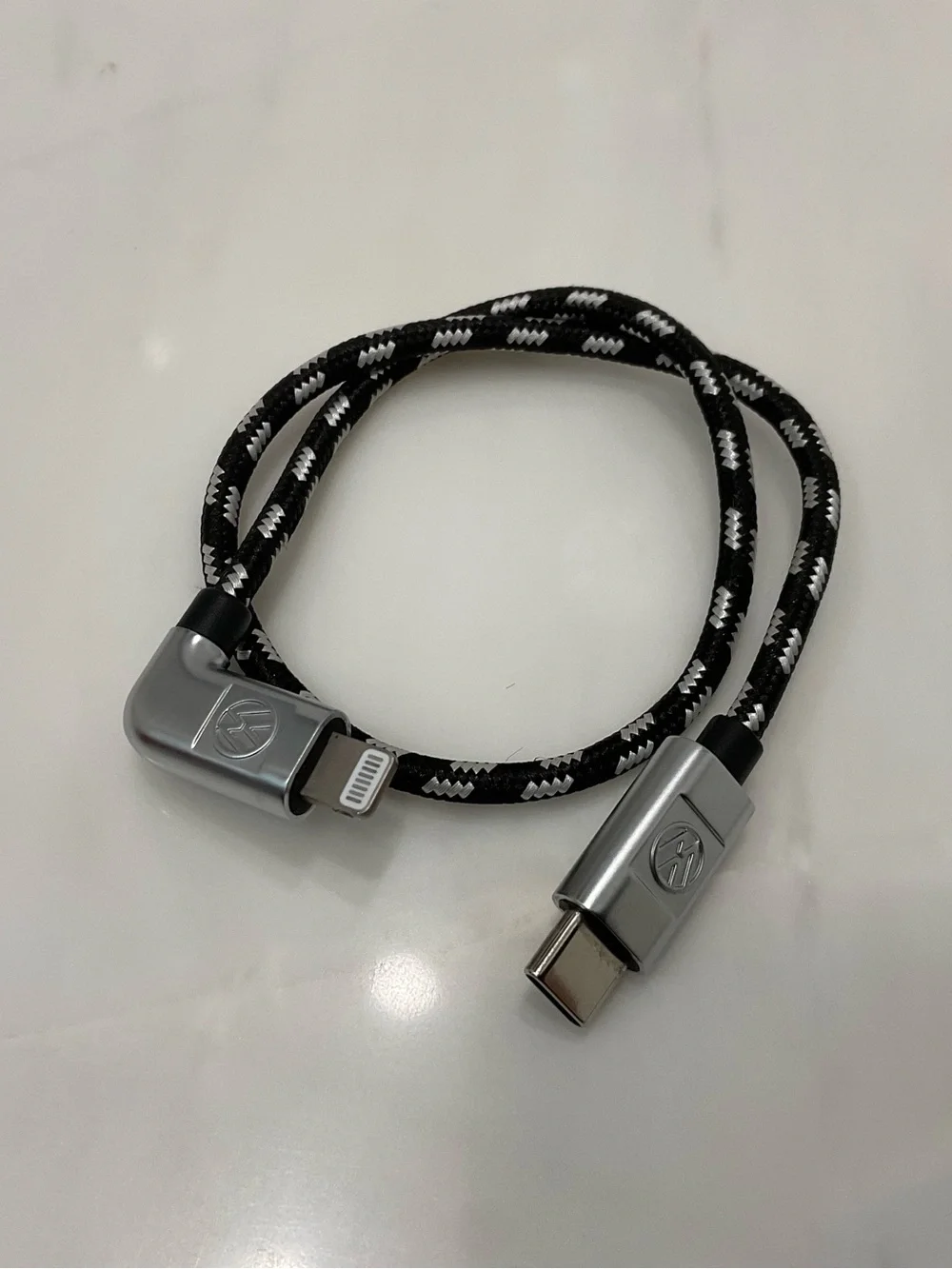 VW USB-C to LIGHTNING Braided Charging Cable - 13” long BLACK - R58